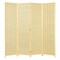 Natural Wicker and Pine Wood Folding Room Divider with 4 Panels